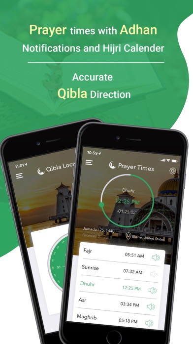 Zrzuty ekranu Muslim Directory: Qibla, Athan