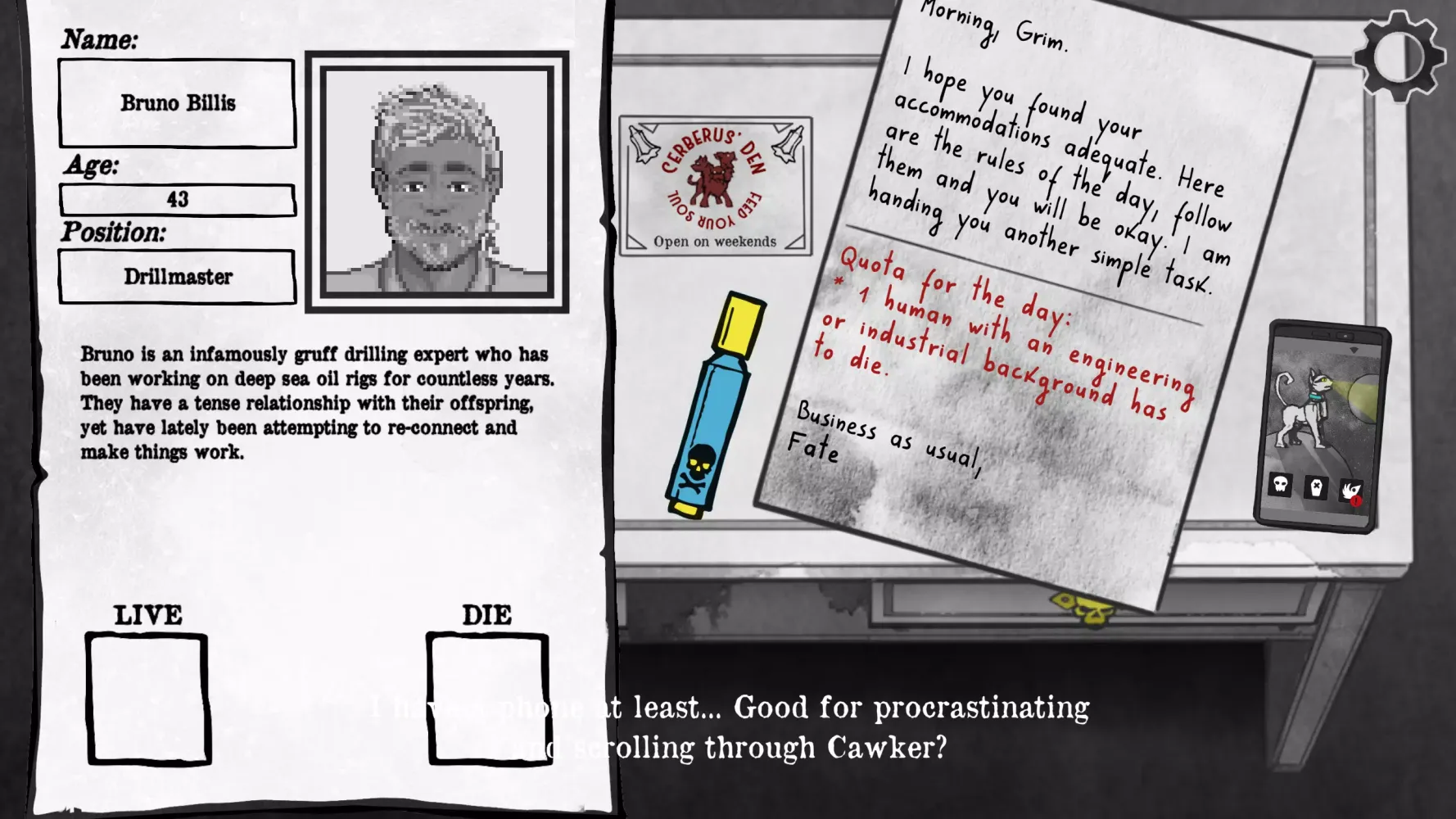 Capturas de tela do Death and Taxes