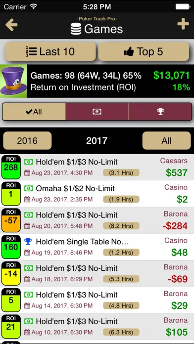 Ảnh chụp màn hình của Poker Track Pro – Game Tracker