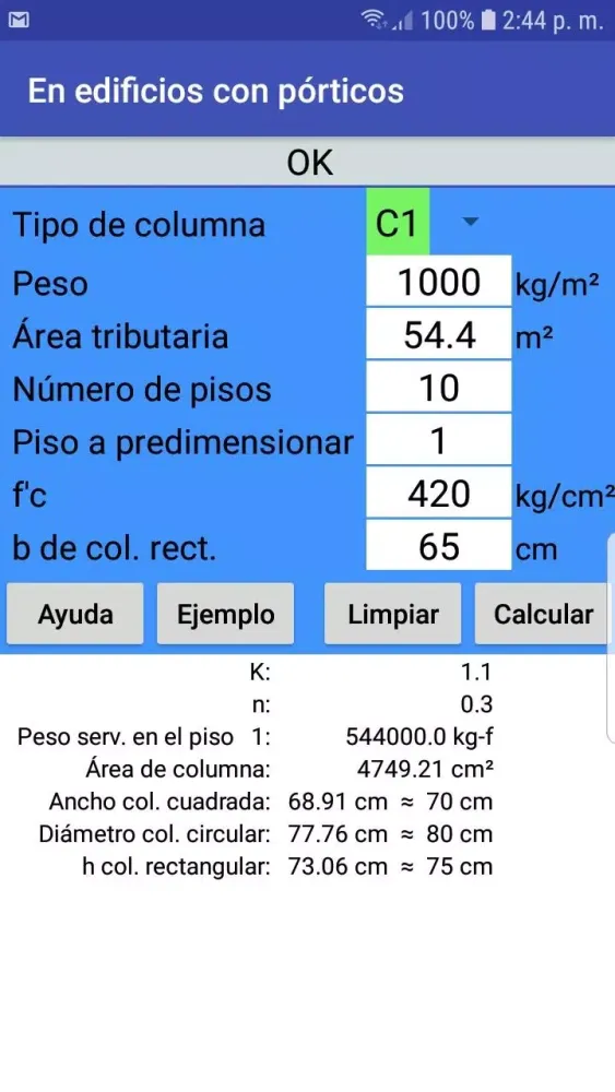 Predimensionamiento columnas Screenshots