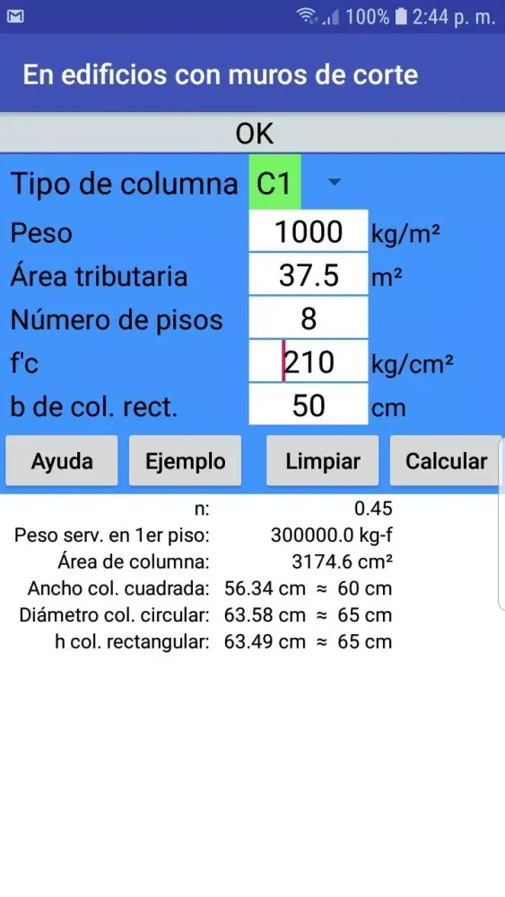 Predimensionamiento columnas Screenshots