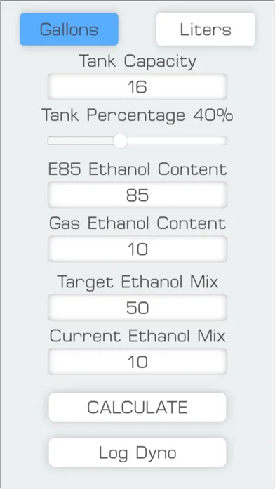 Скриншоты E85 Mix Ethanol Calculator