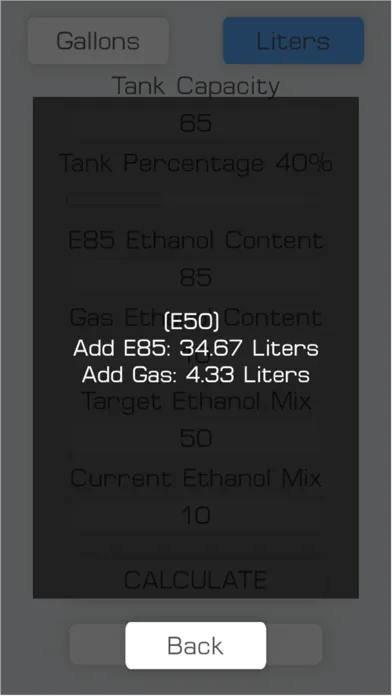 Скриншоты E85 Mix Ethanol Calculator