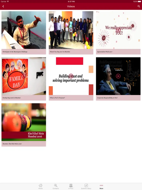 Tangkapan layar My PwC India iPad 