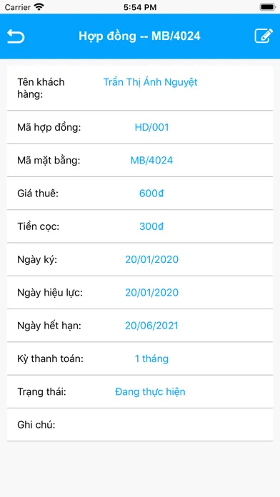Ảnh chụp màn hình của Quản Lý Khu Trọ
