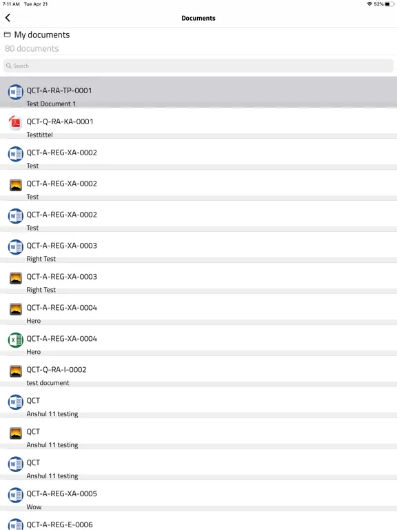 Ảnh chụp màn hình của QualiCost Reports iPad 