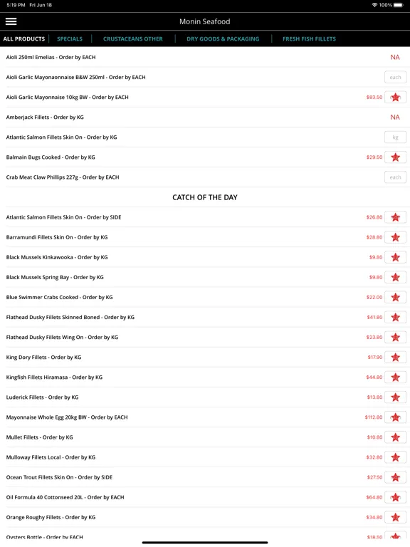 Monin Seafoods iPad  スクリーンショット