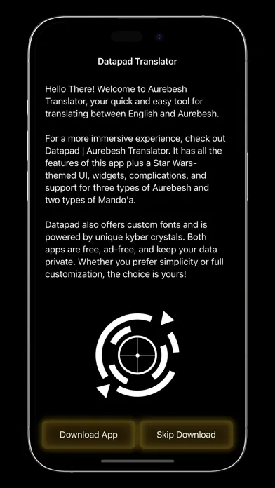 ภาพหน้าจอของ Aurebesh Translator