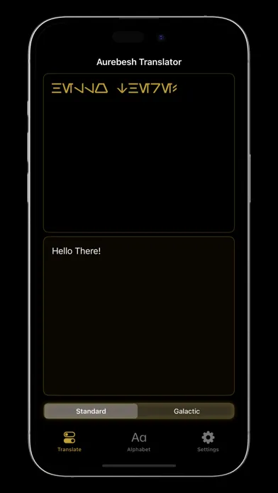 ภาพหน้าจอของ Aurebesh Translator