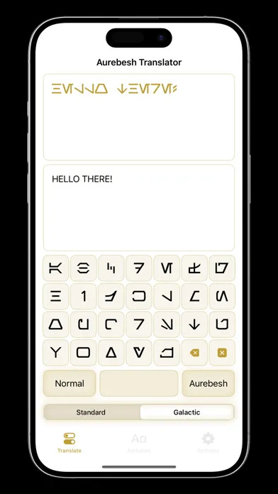 ภาพหน้าจอของ Aurebesh Translator
