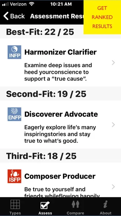 Ảnh chụp màn hình của Personality Types