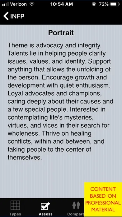 Ảnh chụp màn hình của Personality Types