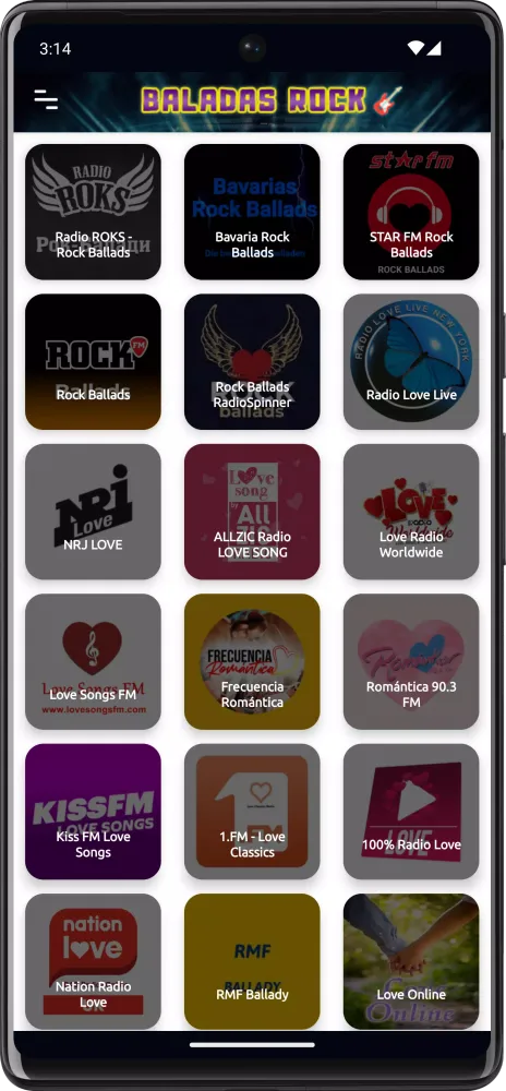 Rock Ballads Radio Screenshots