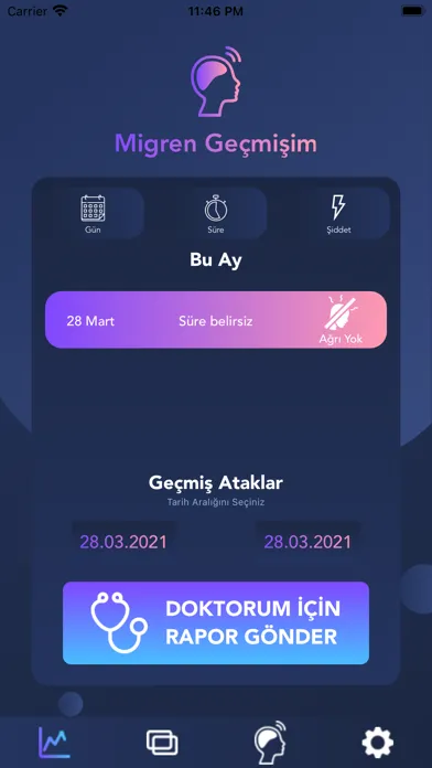 Migren Takibim Ekran Görüntüleri