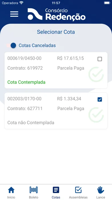 Ảnh chụp màn hình của Consórcio Redenção