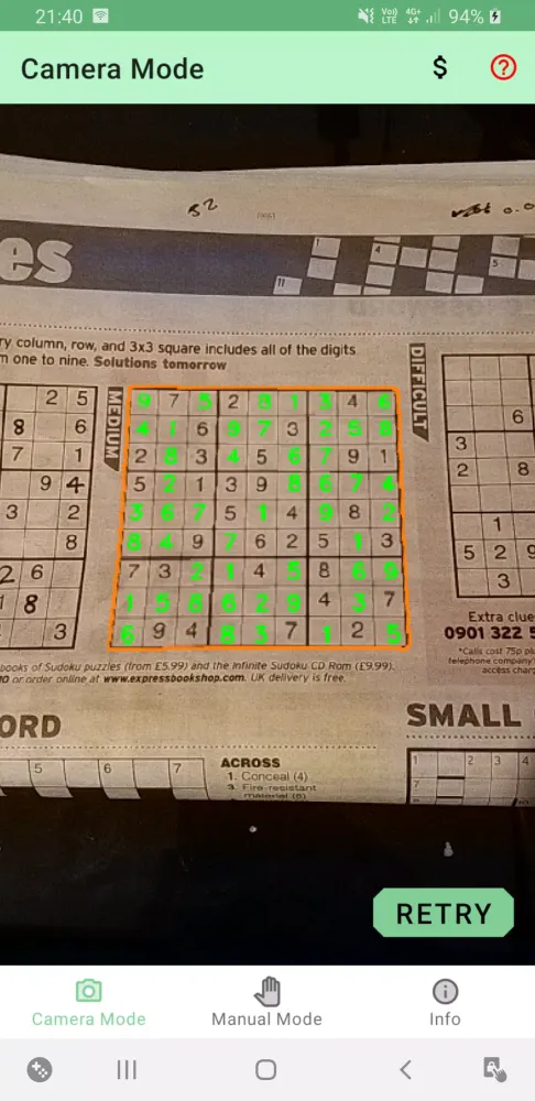 Sudoku Solver (Camera) Screenshots