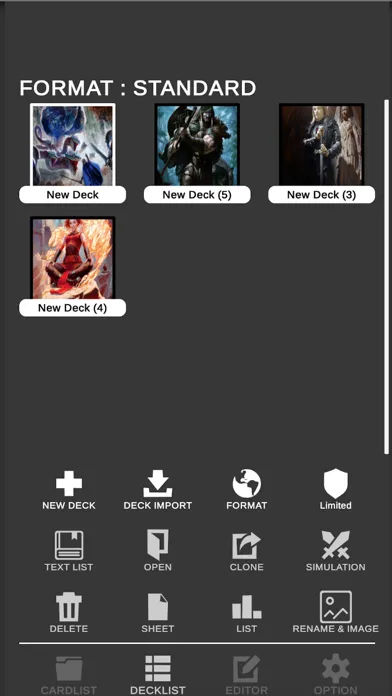 Tangkapan skrin MTG Builder