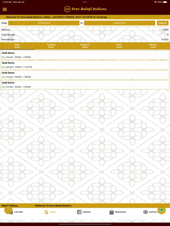 Ảnh chụp màn hình của Sree Balaji Bullions iPad 