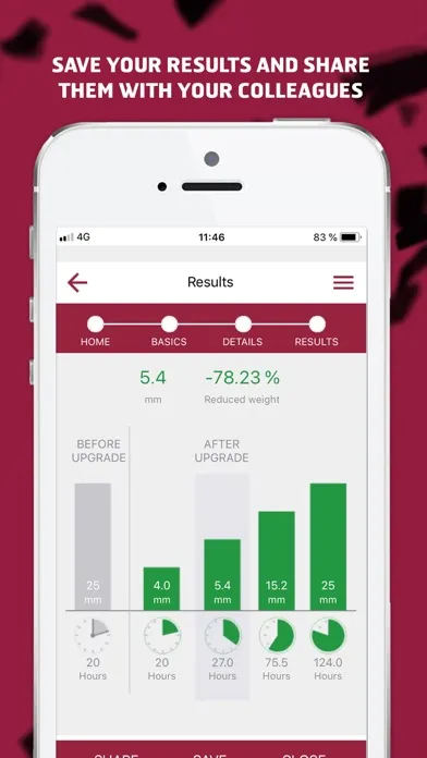 Capturas de tela do Hardox® WearCalc