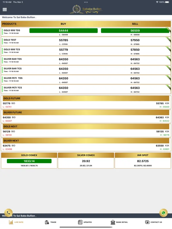 Saibaba Bullion iPad  स्क्रीनशॉट