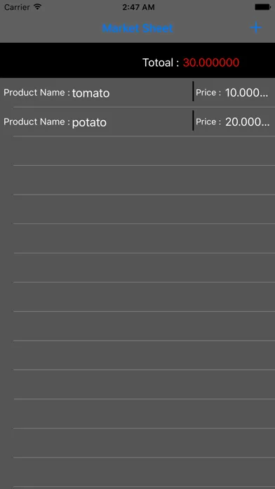 Captures d'écran de Market Sheet App