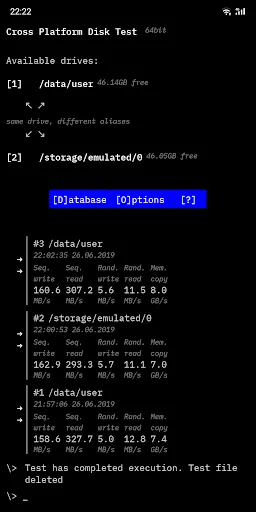 CPDT Benchmark〉Storage, memory Screenshots
