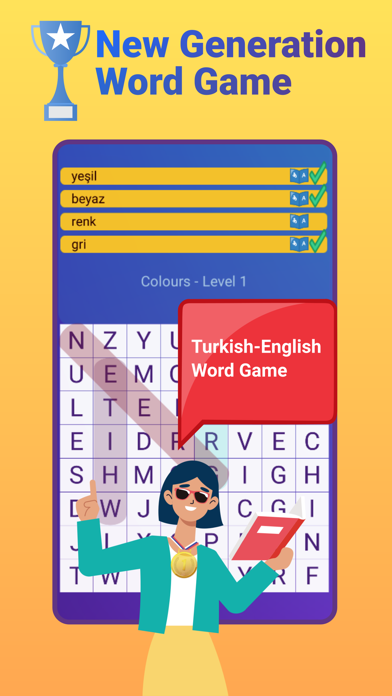 Tangkapan skrin Prof. Turkish Word Hunt