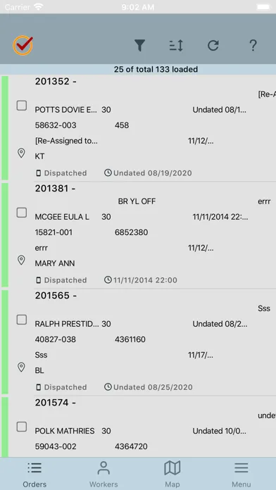 Ảnh chụp màn hình của ServiceLink Field Force
