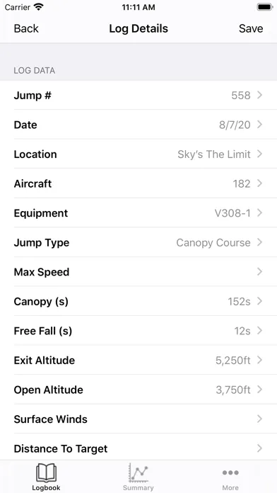 Skydive LogBook Ekran Görüntüleri