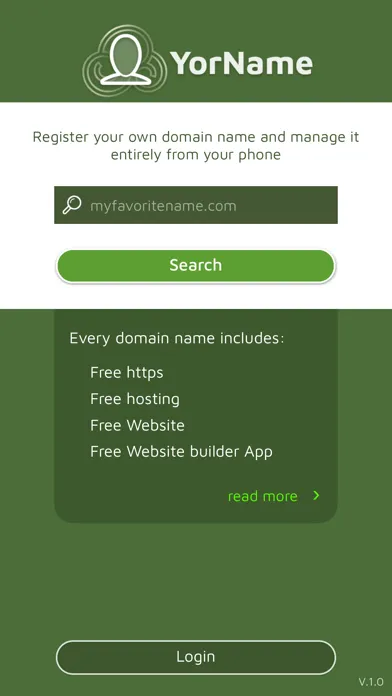 Zrzuty ekranu YorName: Register Domain Name