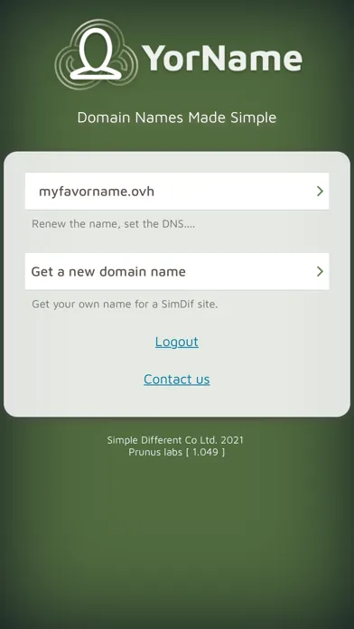 Zrzuty ekranu YorName: Register Domain Name