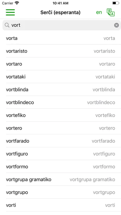 Capturas de pantalla de Poŝa Reta Vortaro
