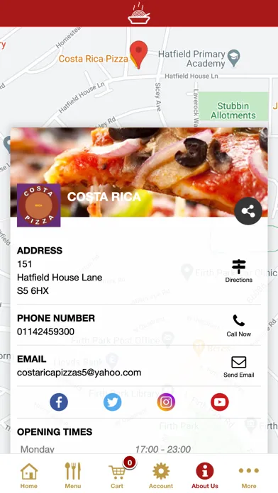 Capturas de tela do Costa Rica Pizza Sheffield App