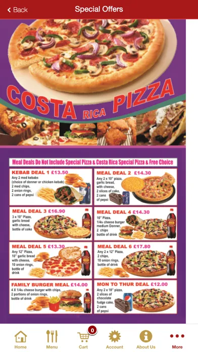 Capturas de tela do Costa Rica Pizza Sheffield App