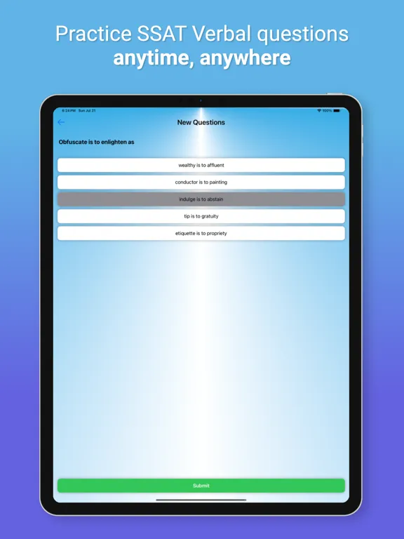 SSAT VerbalPro iPad  Screenshots