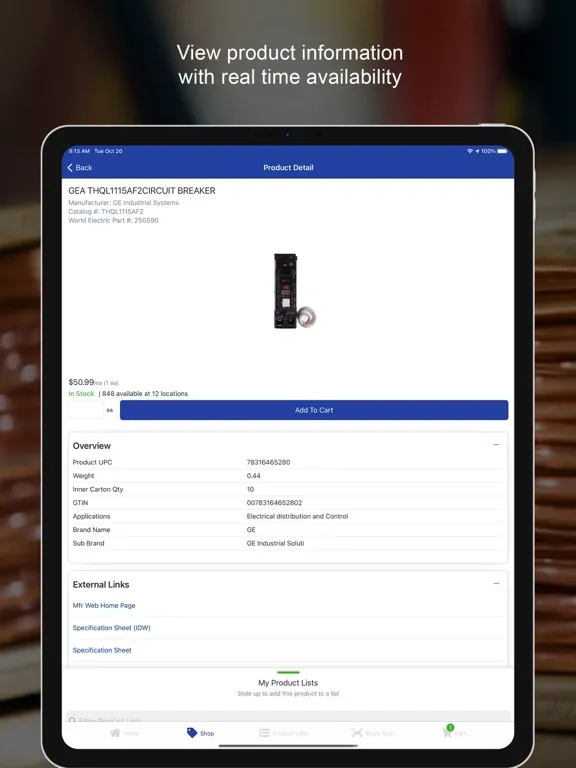 World Electric Supply iPad Screenshots