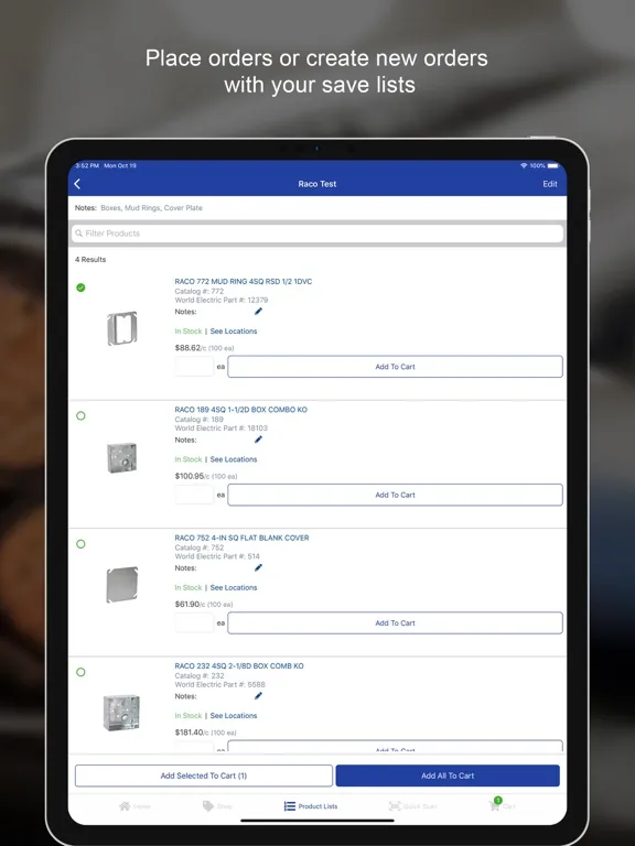 World Electric Supply iPad Screenshots