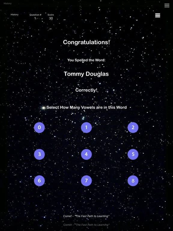 History - Comet Spelling iPad 应用截图