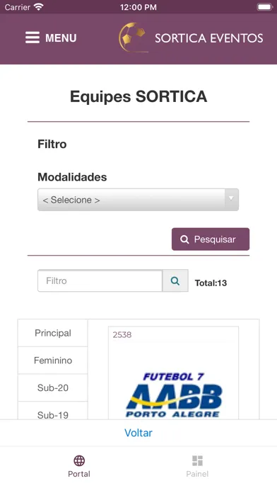 Capturas de tela do Sortica App