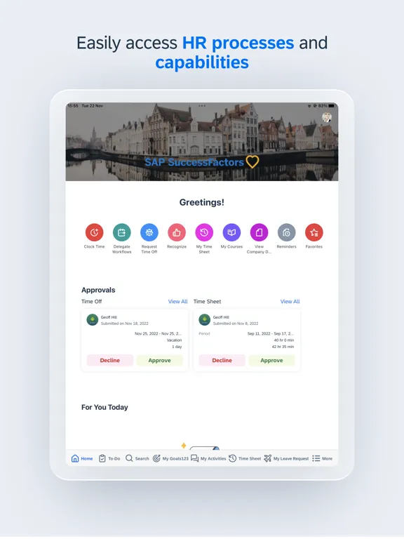 ภาพหน้าจอของ SAP SuccessFactors Mobile iPad 