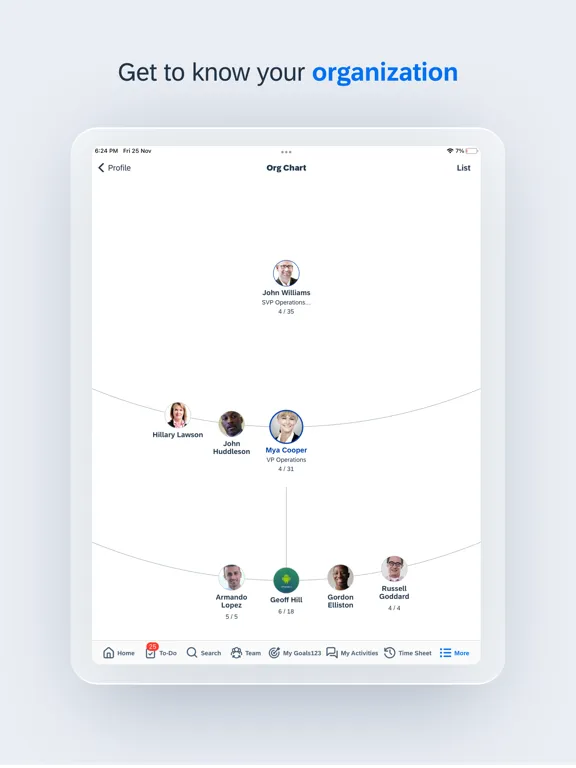 ภาพหน้าจอของ SAP SuccessFactors Mobile iPad 