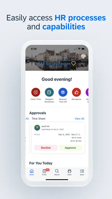 ภาพหน้าจอของ SAP SuccessFactors Mobile