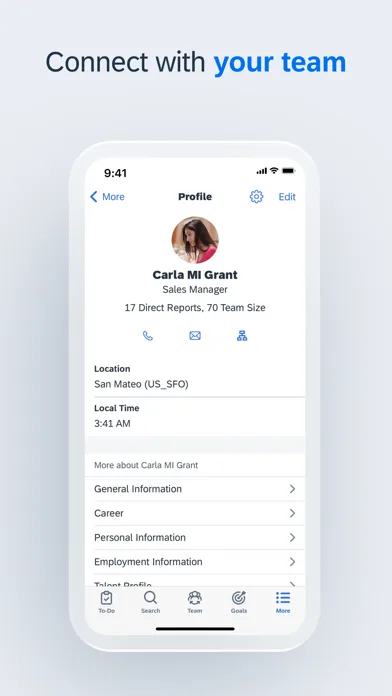 ภาพหน้าจอของ SAP SuccessFactors Mobile