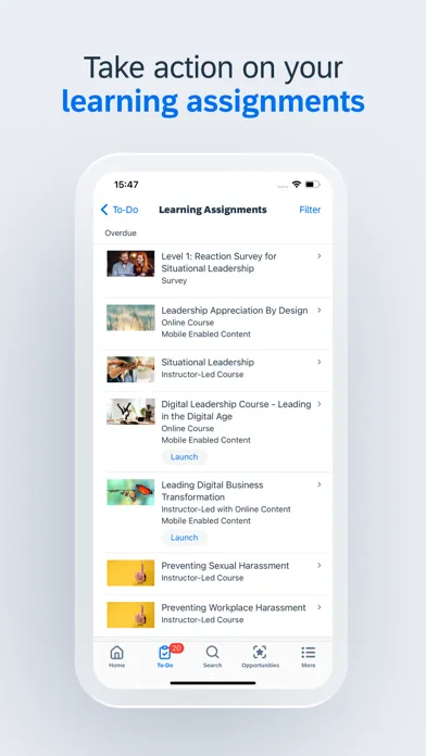 ภาพหน้าจอของ SAP SuccessFactors Mobile