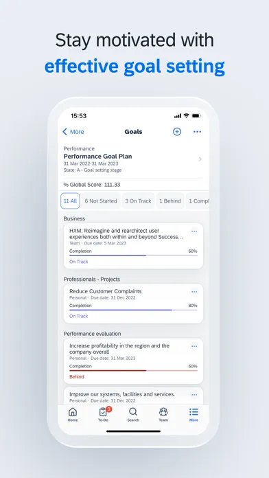ภาพหน้าจอของ SAP SuccessFactors Mobile