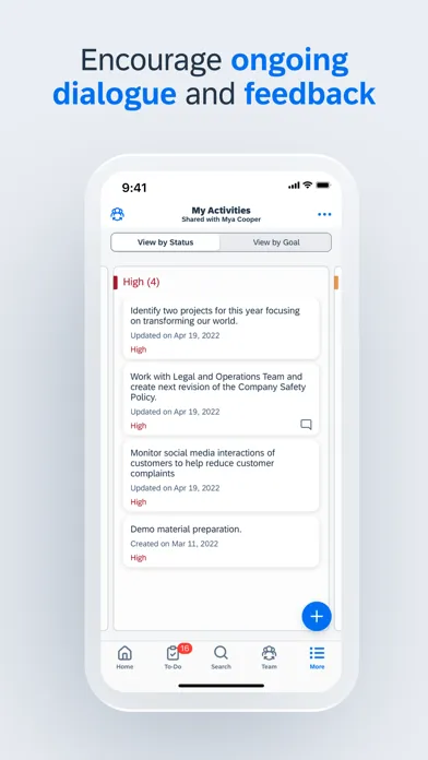 ภาพหน้าจอของ SAP SuccessFactors Mobile