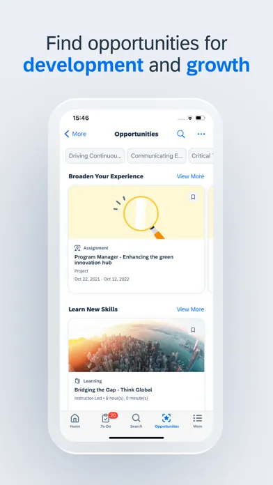 ภาพหน้าจอของ SAP SuccessFactors Mobile