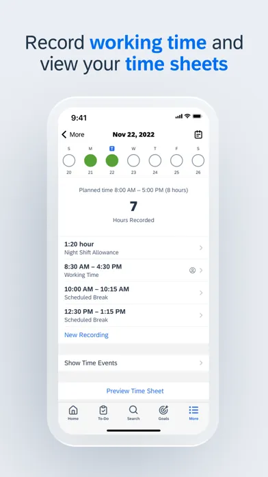 ภาพหน้าจอของ SAP SuccessFactors Mobile