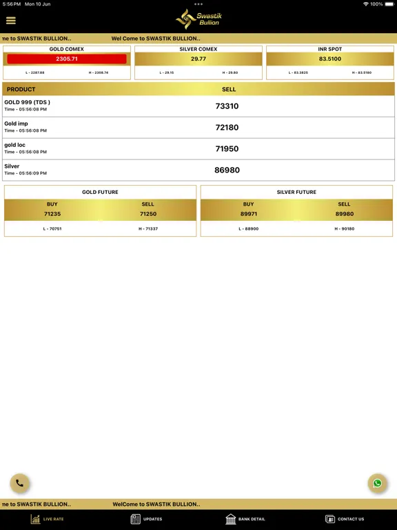 Tangkapan skrin Swastik Bullion iPad 
