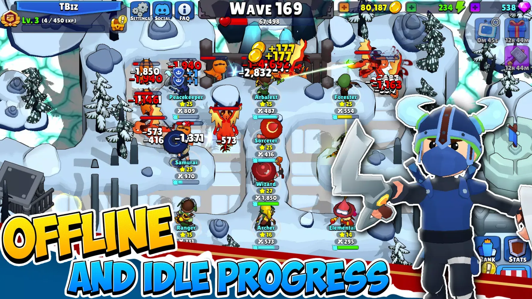 Ảnh chụp màn hình của Idle Hero TD Tower Defense RPG